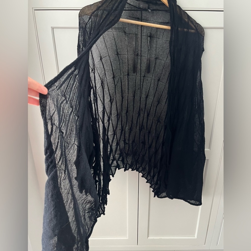 Caz Knits Jane Mohr black sheer cardigan Sz. S/M whimsigoth gothic - Picture 3 of 8